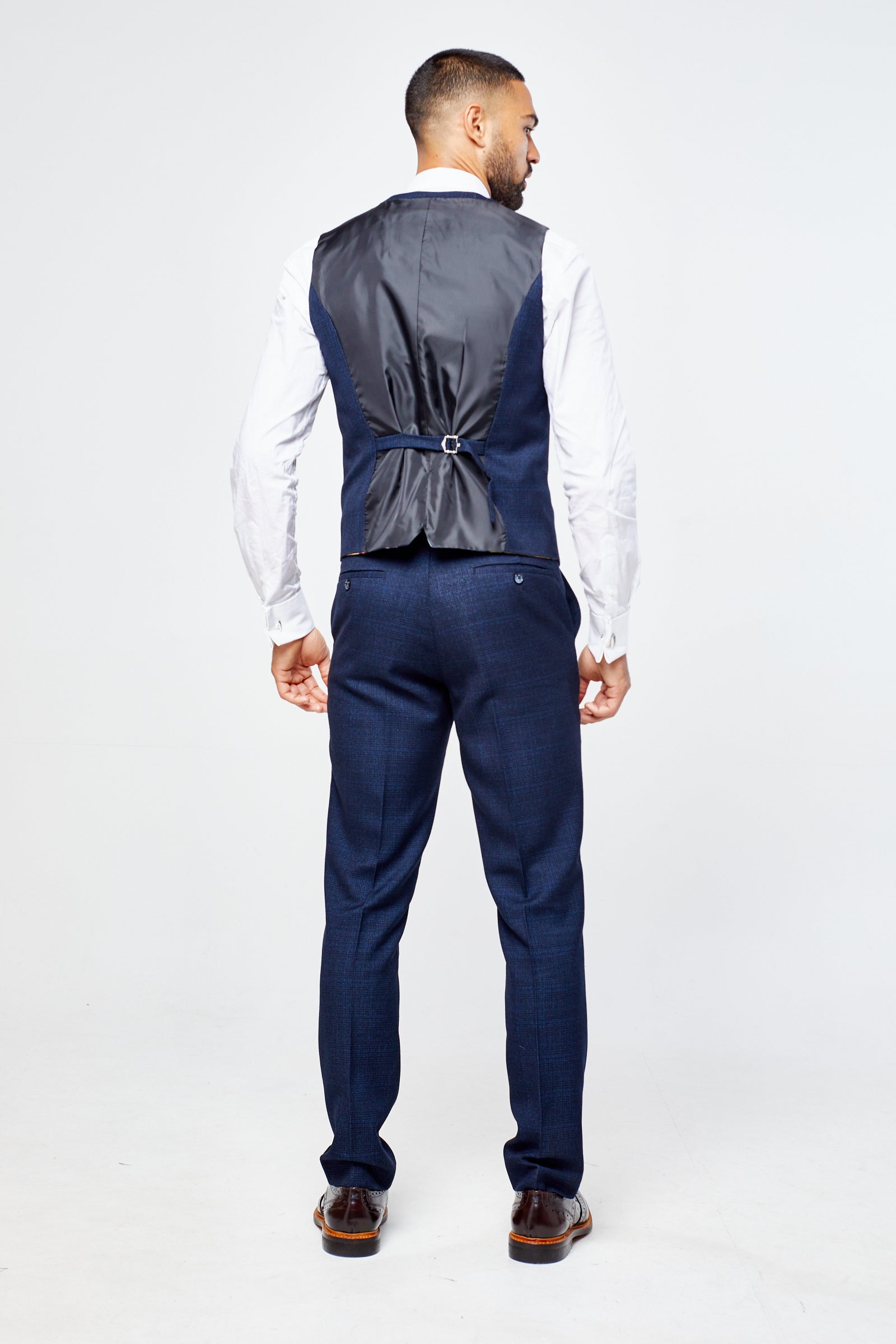 Caridi Navy Check Three Piece Suit