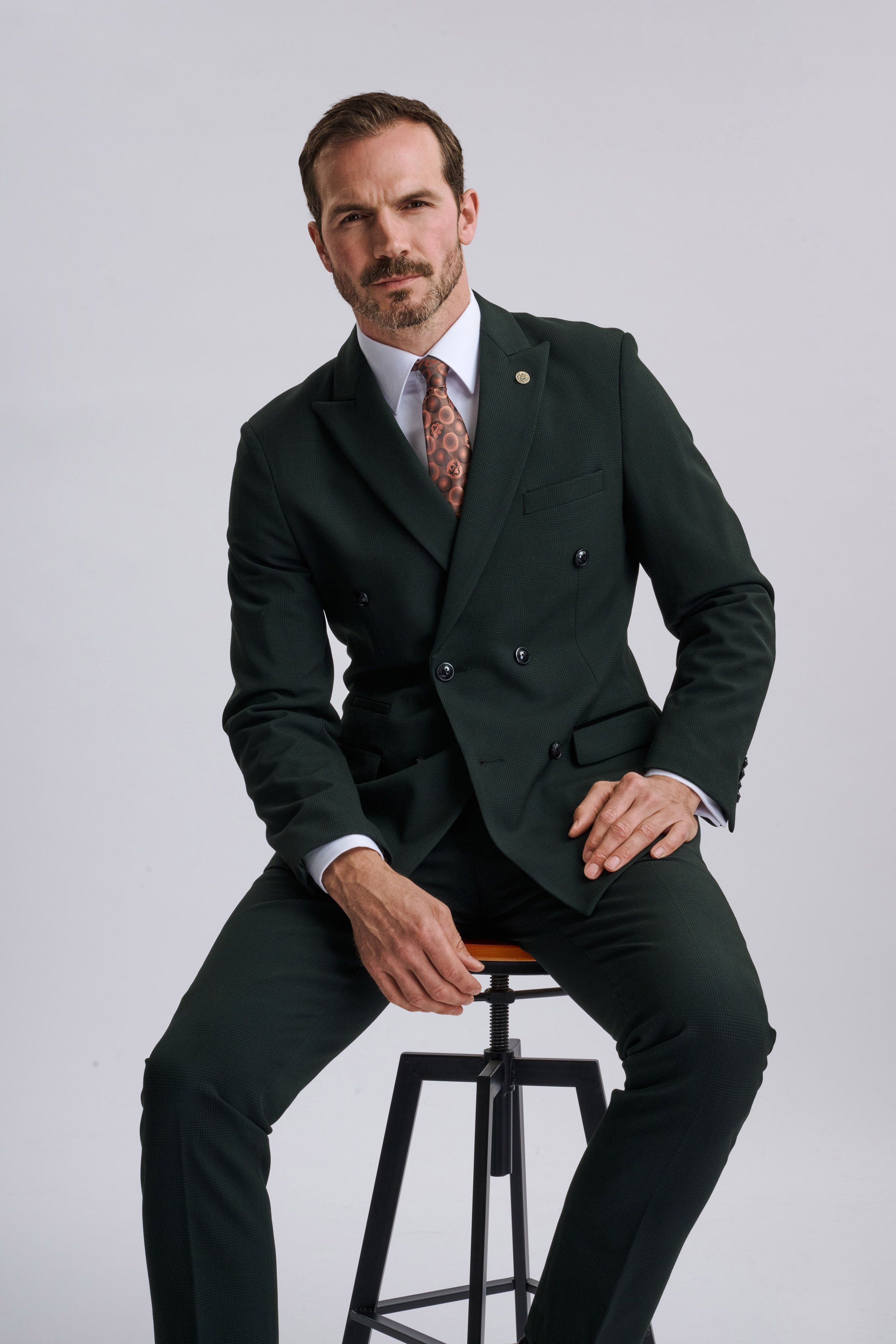 Bromley Olive Green Double Breasted Suit