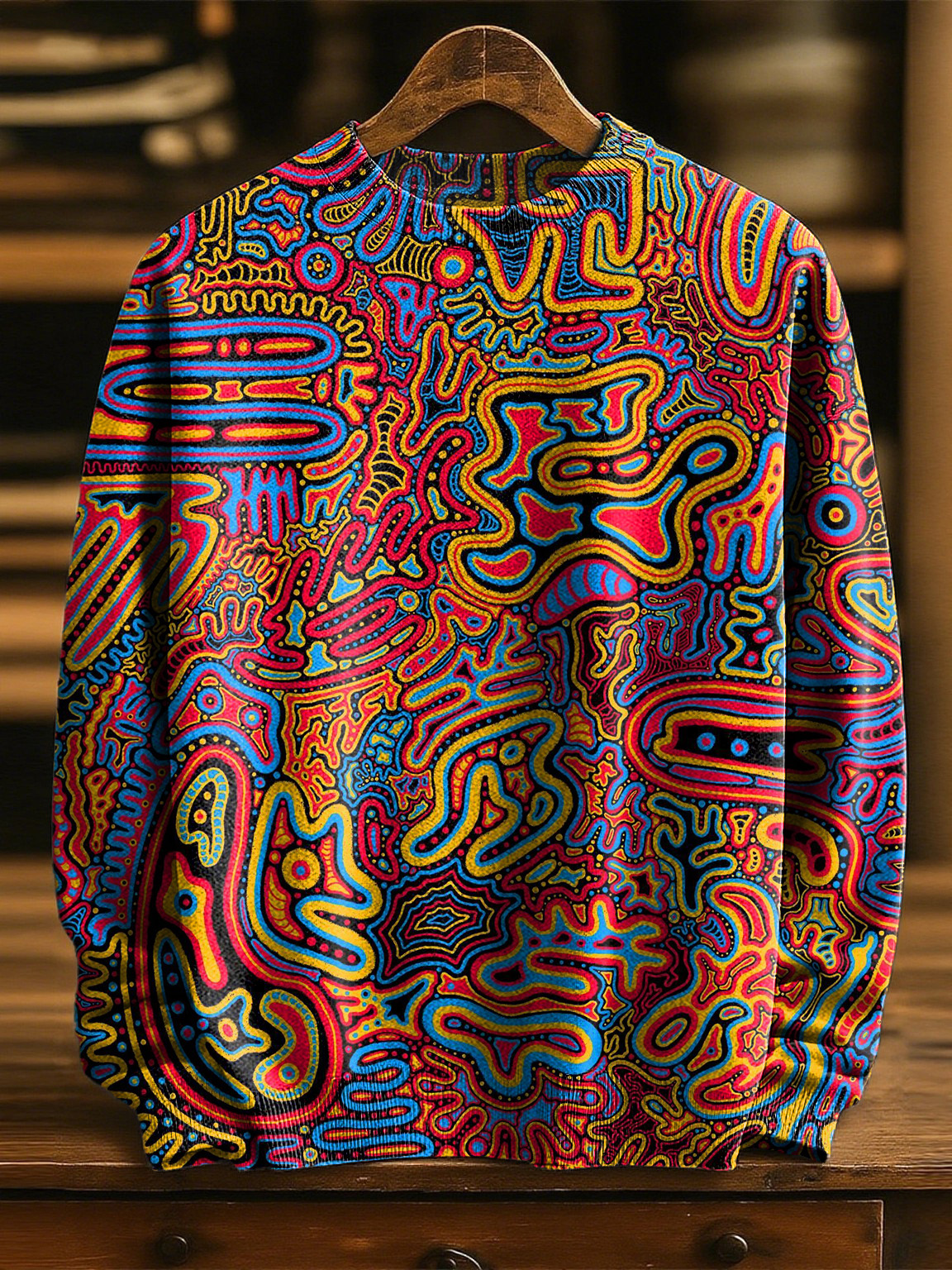 Vintage Multicolor Art Print Knit Pullover Sweater
