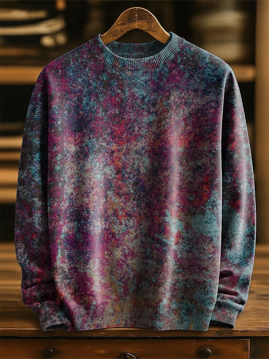 Colorful Abstract Gradient Pattern Art Print Knit Pullover Sweater