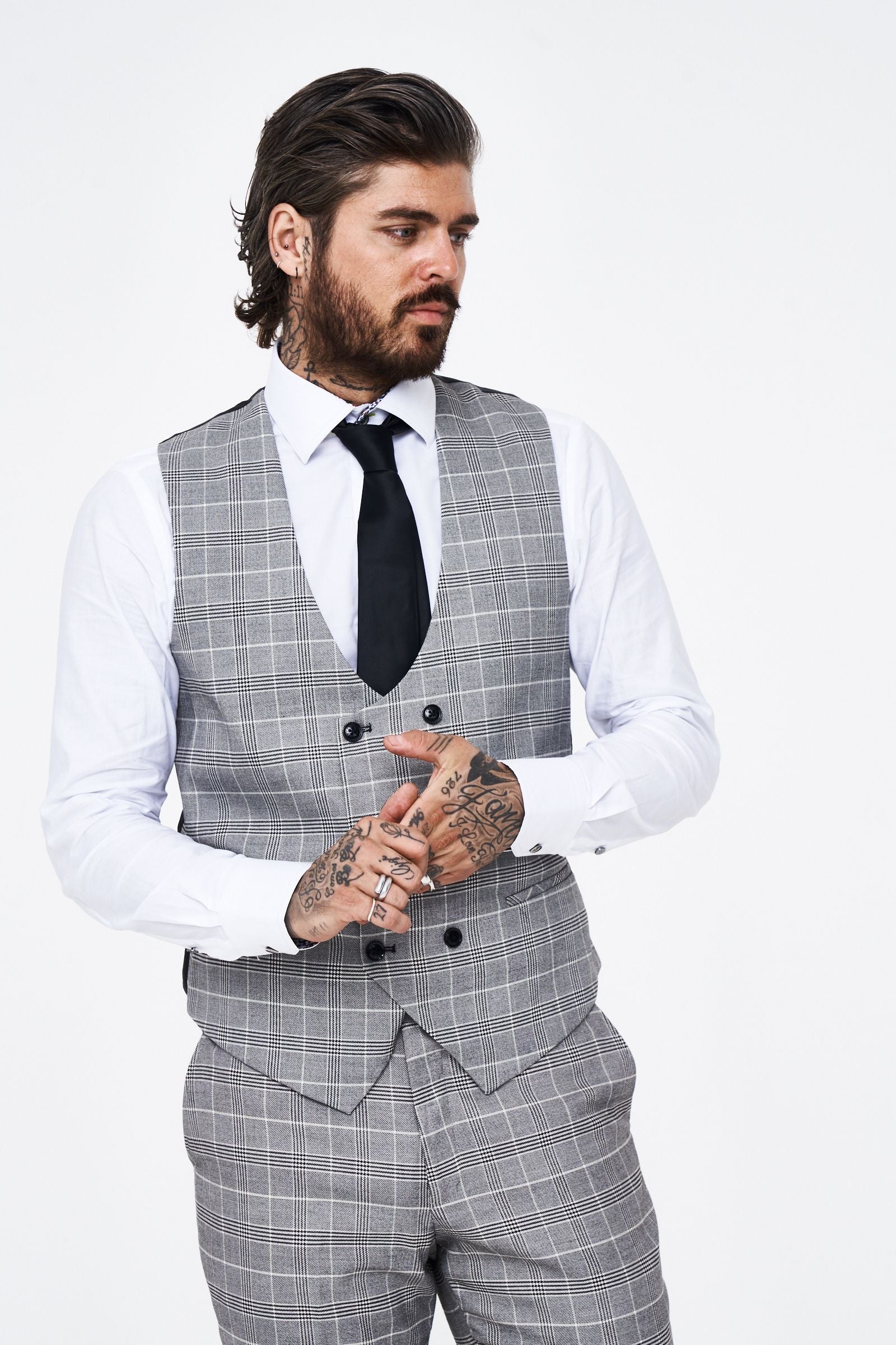 Ross - Grey Check Three Piece Suit