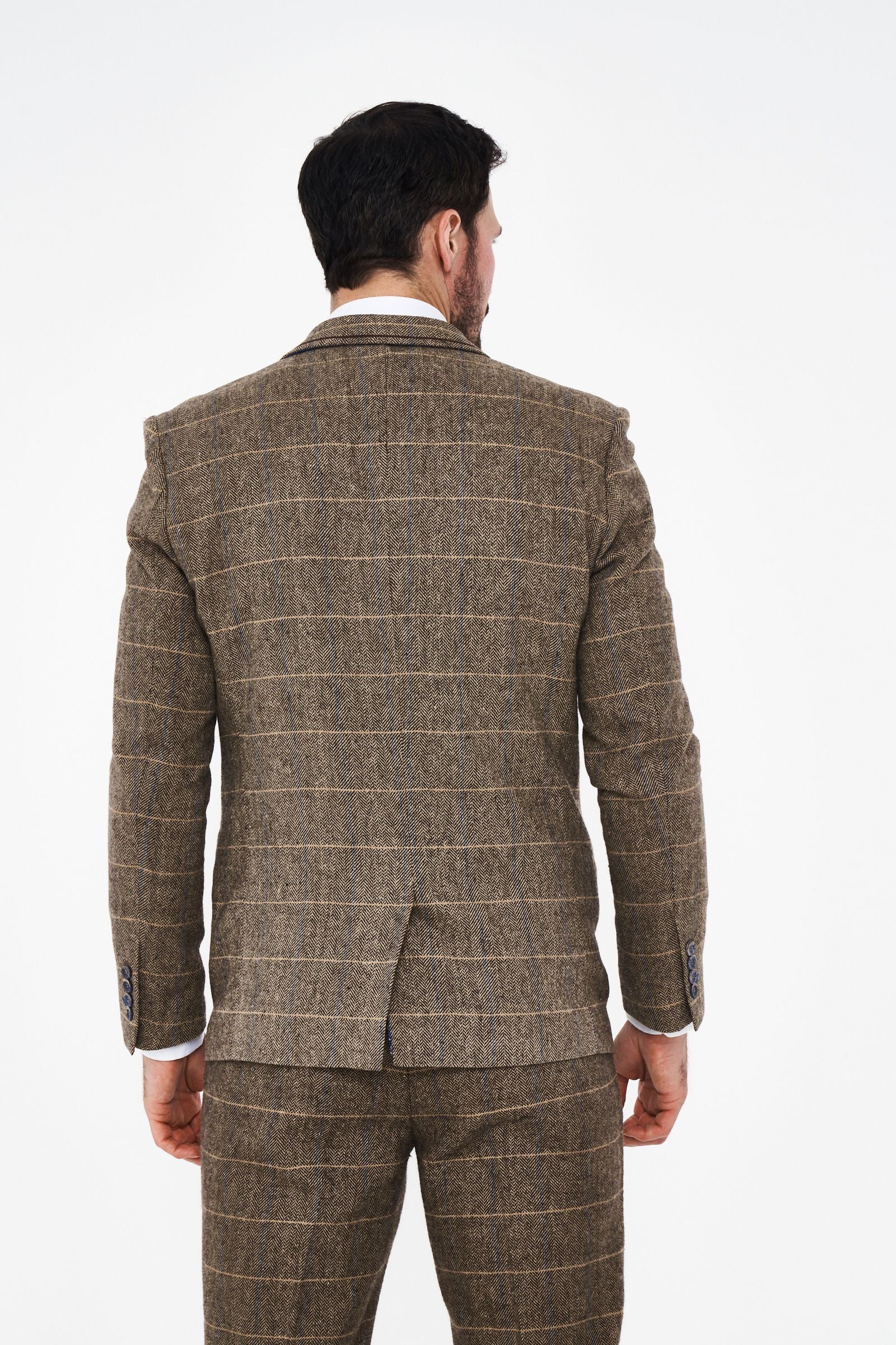 House of Cavani Albert Brown Tweed Three Piece Suit