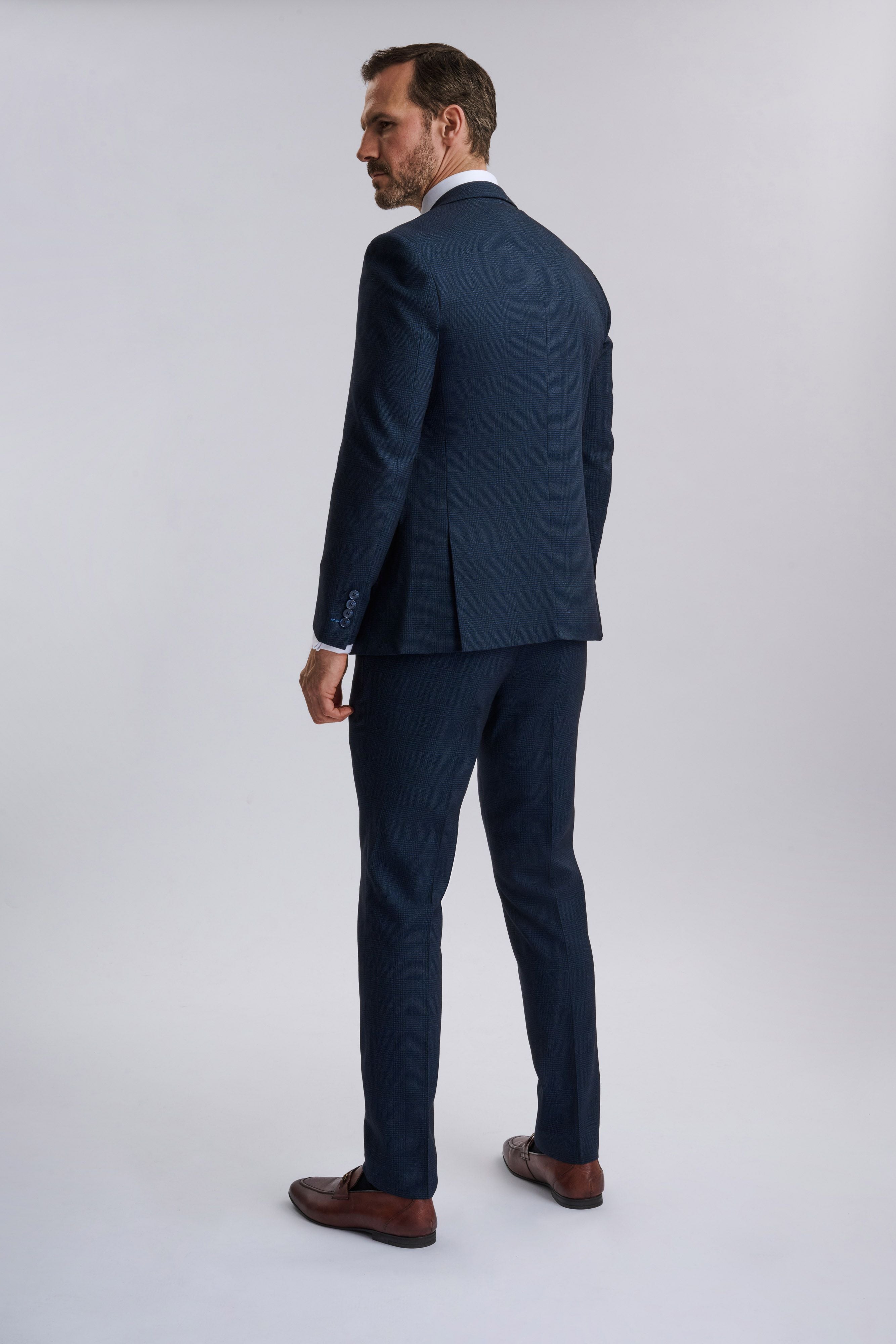 Regent Navy Check Three Piece Suit