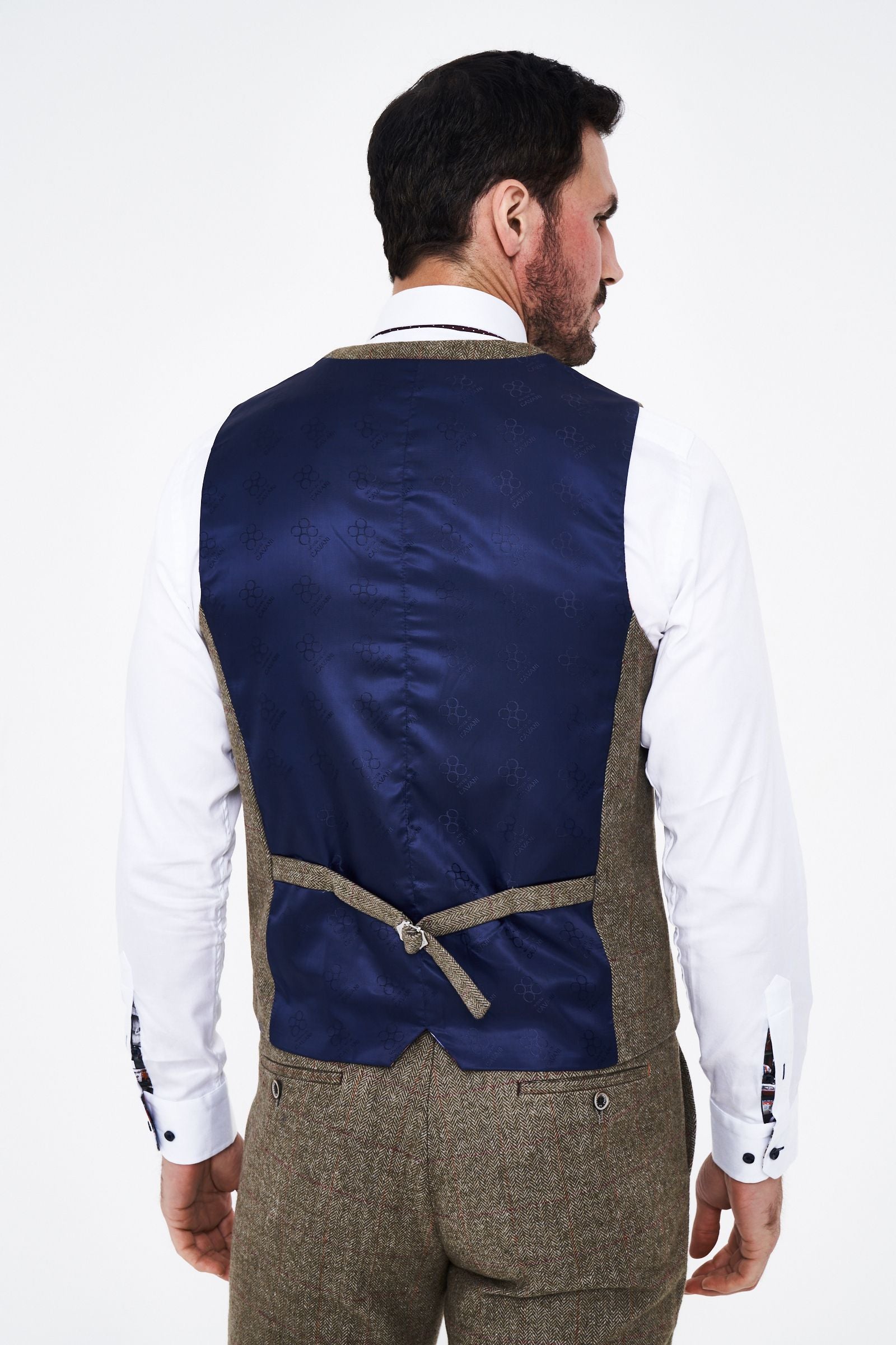 House of Cavani Gaston Sage Tweed Three Piece Suit