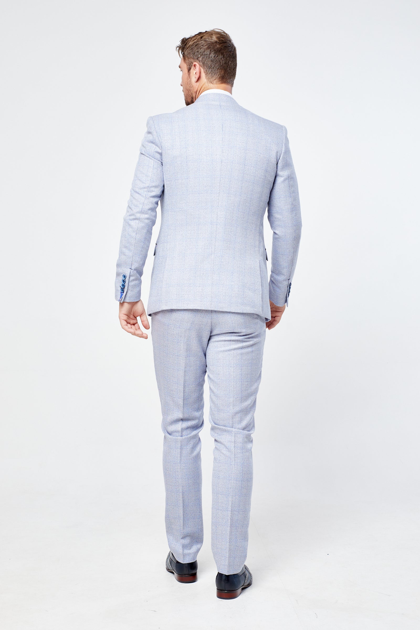 Caridi Sky Short Check Three Piece Suit
