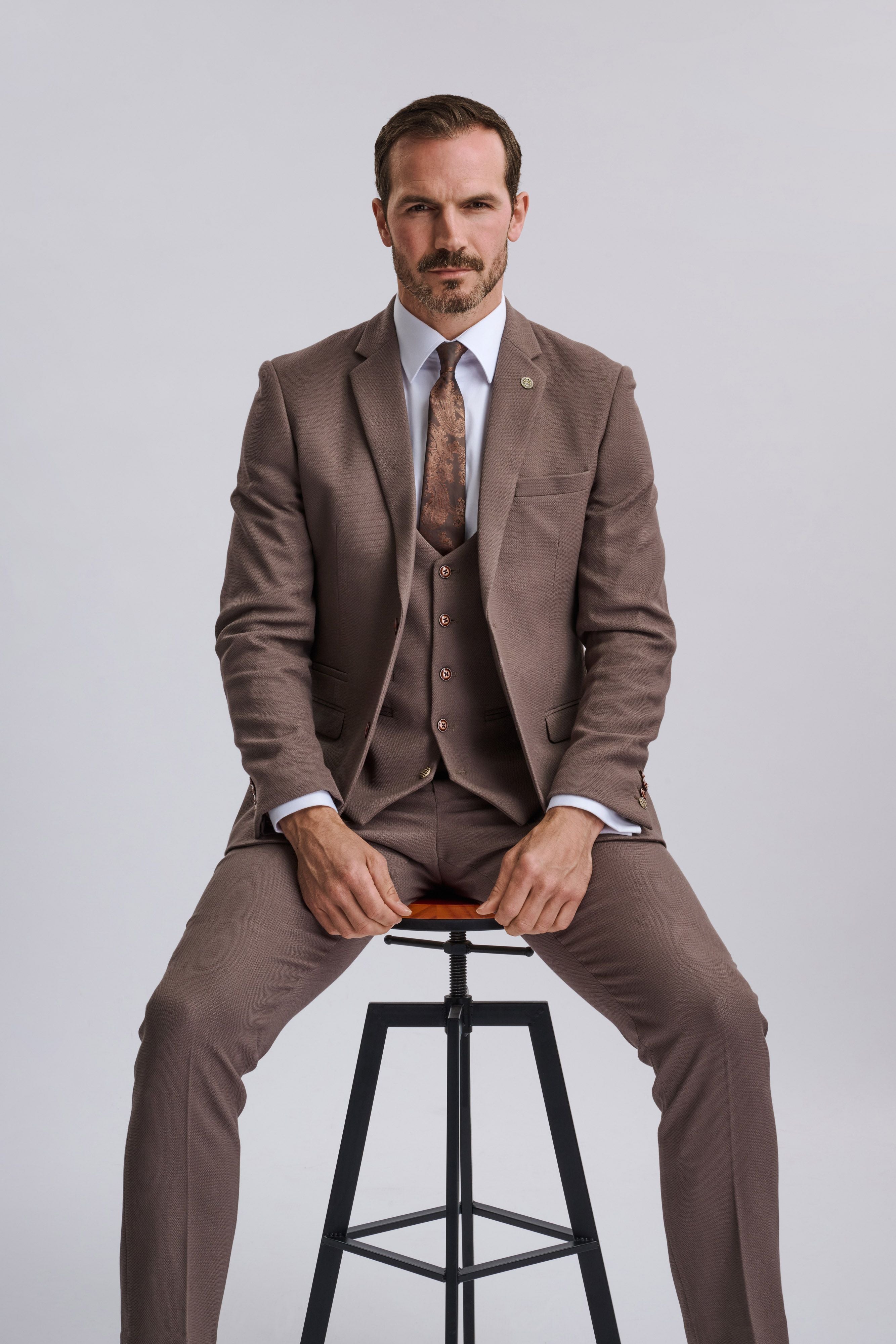 HM5 - Tan Tailored Three Piece Suit