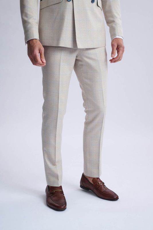 Caridi Beige Double Breasted Two Piece Suit