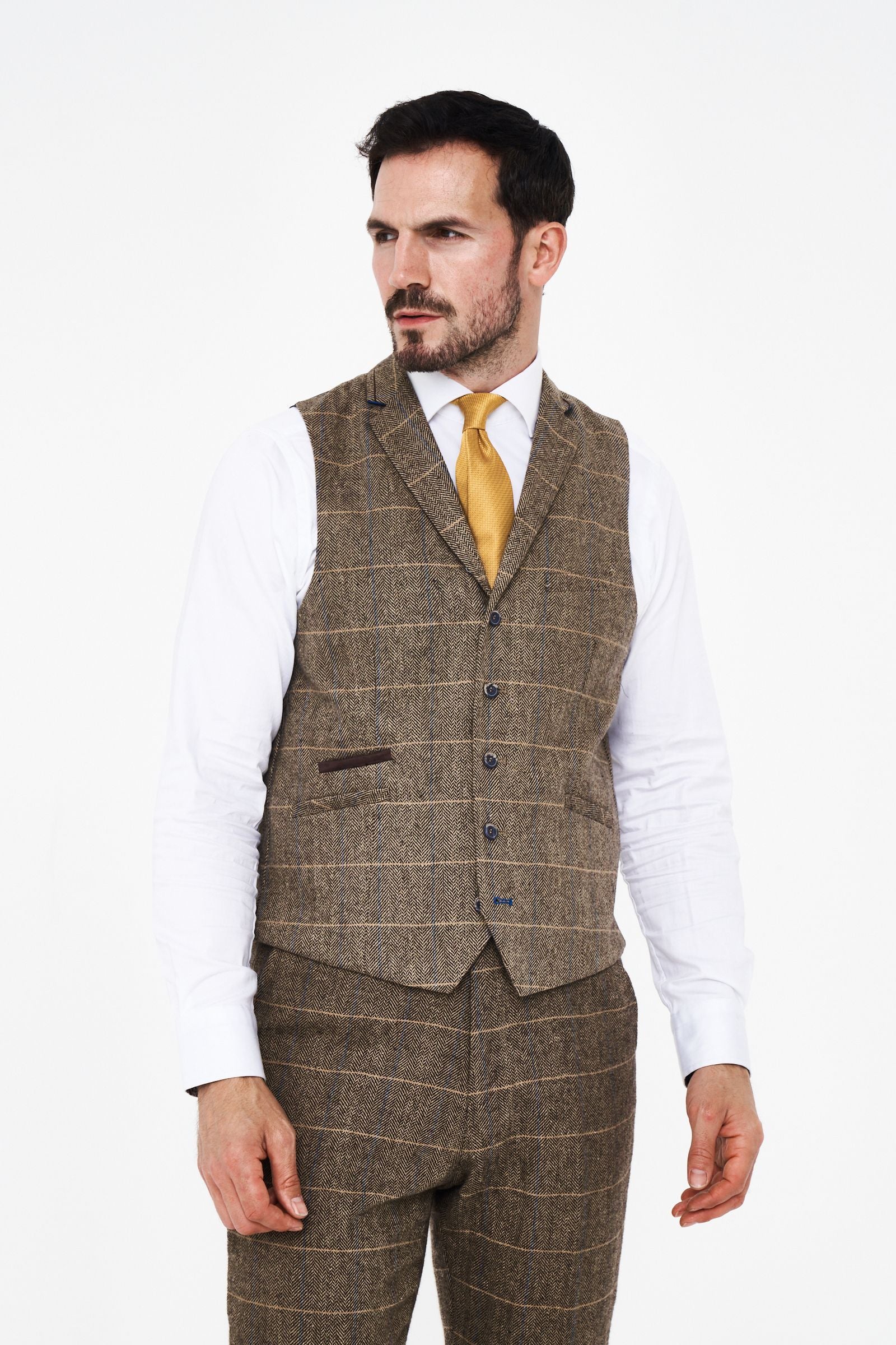 House of Cavani Albert Brown Tweed Three Piece Suit