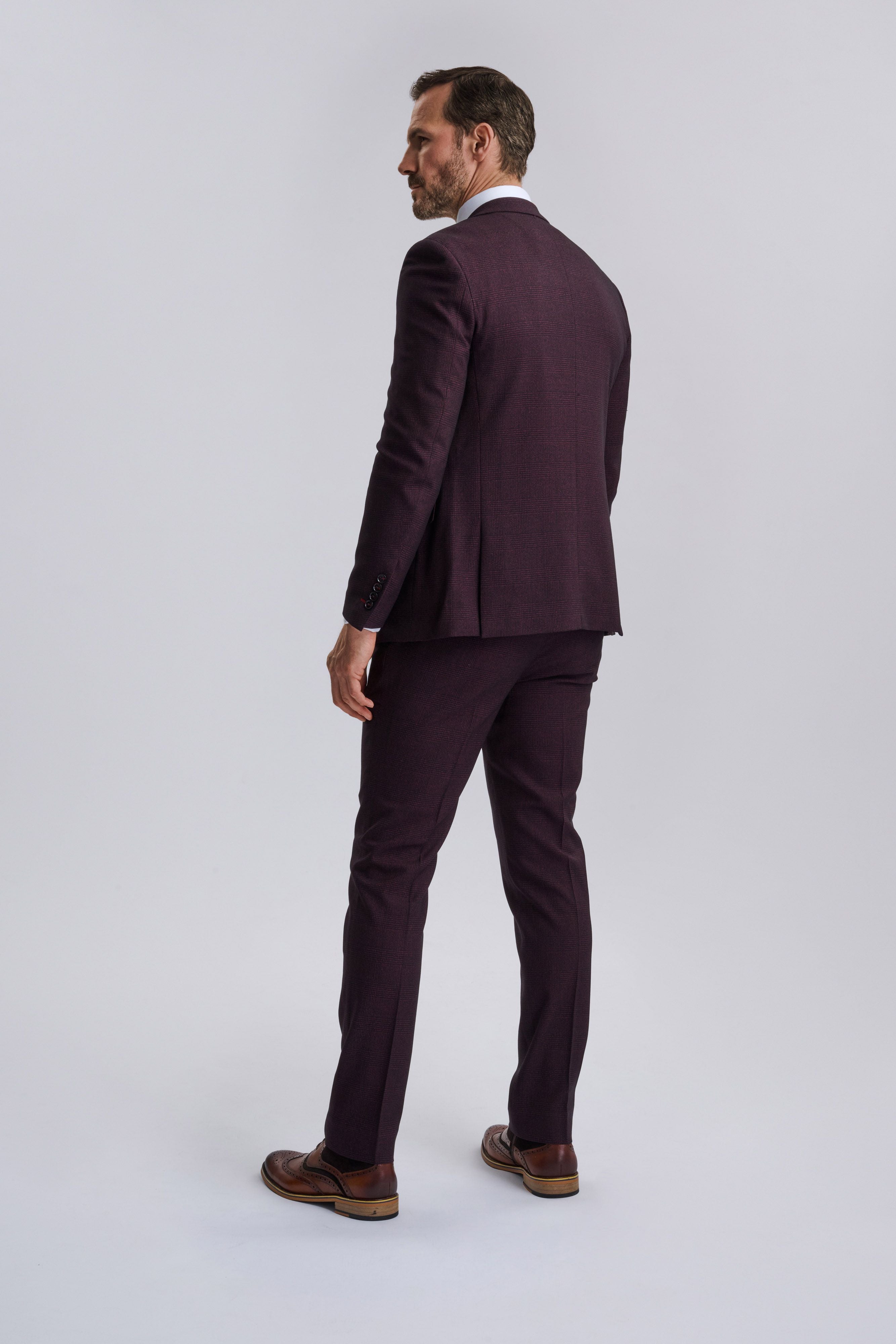 Regent Wine Check Three Piece Suit