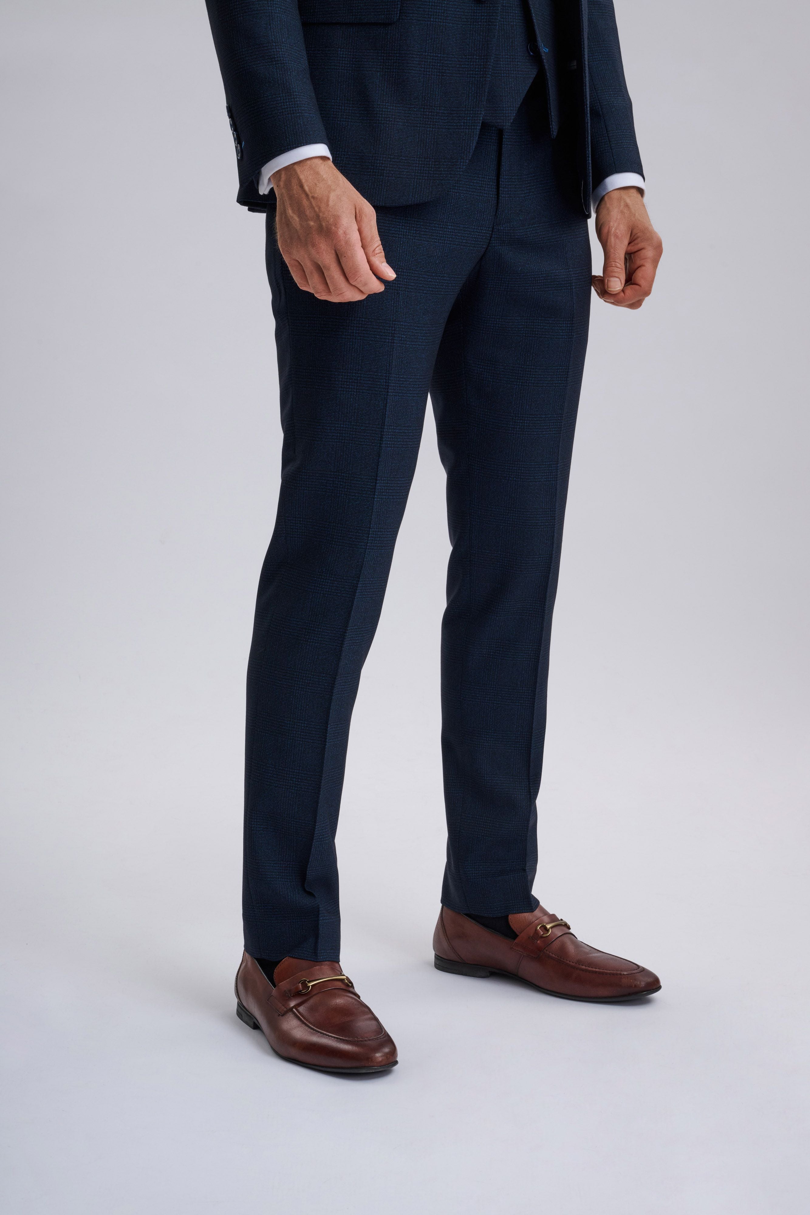 Regent Navy Check Three Piece Suit